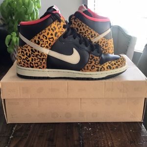 Women’s high top Nike Leopard Dunks